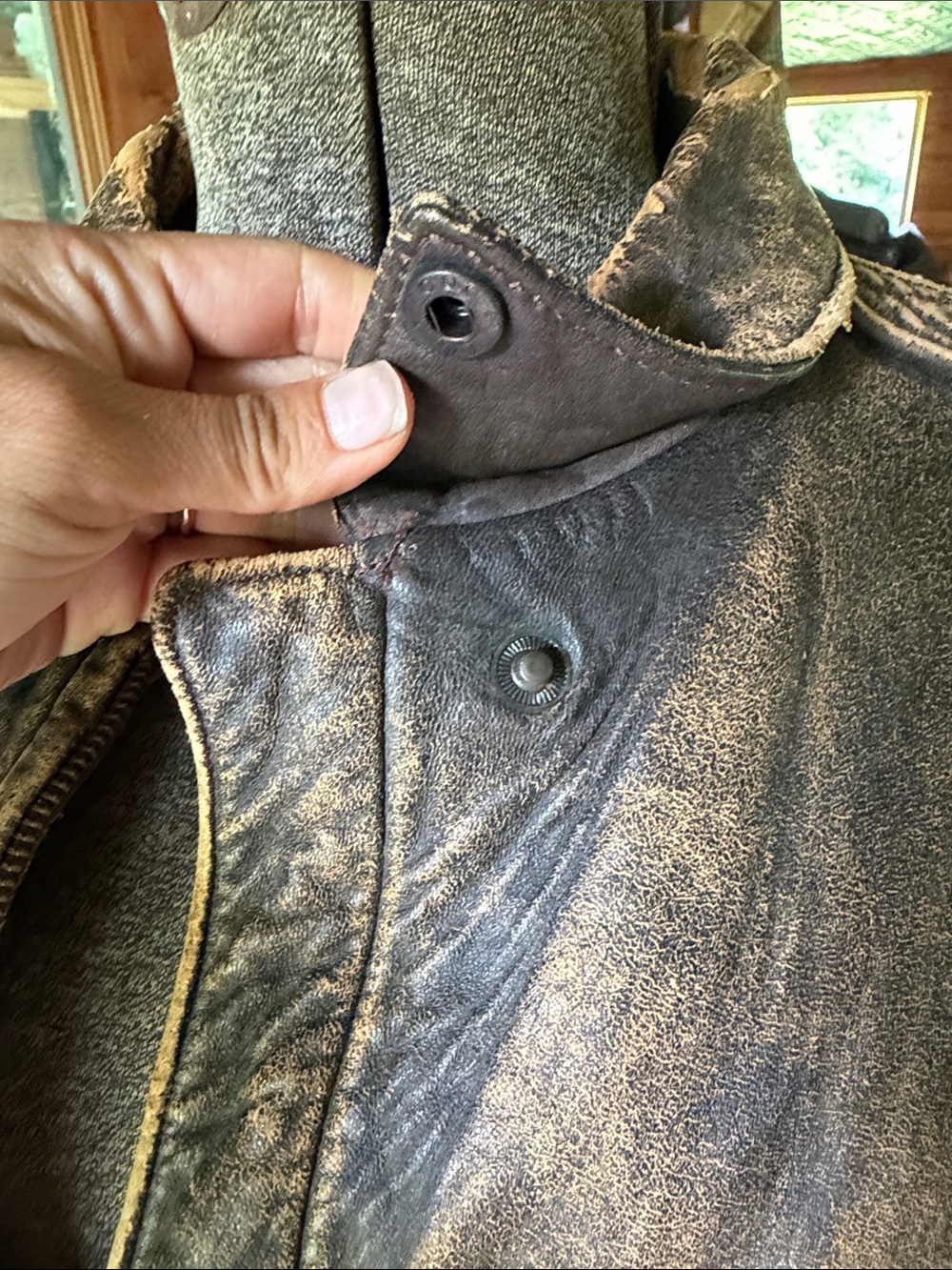 Distressed Brown Bomber Jacket - Vintage Style - Picture 7 of 9